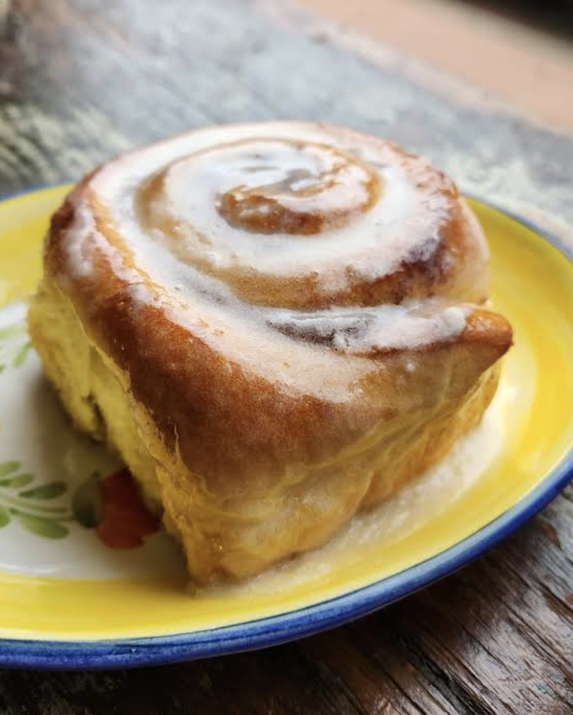 Fresh-baked cinnamon rolls with glaze
